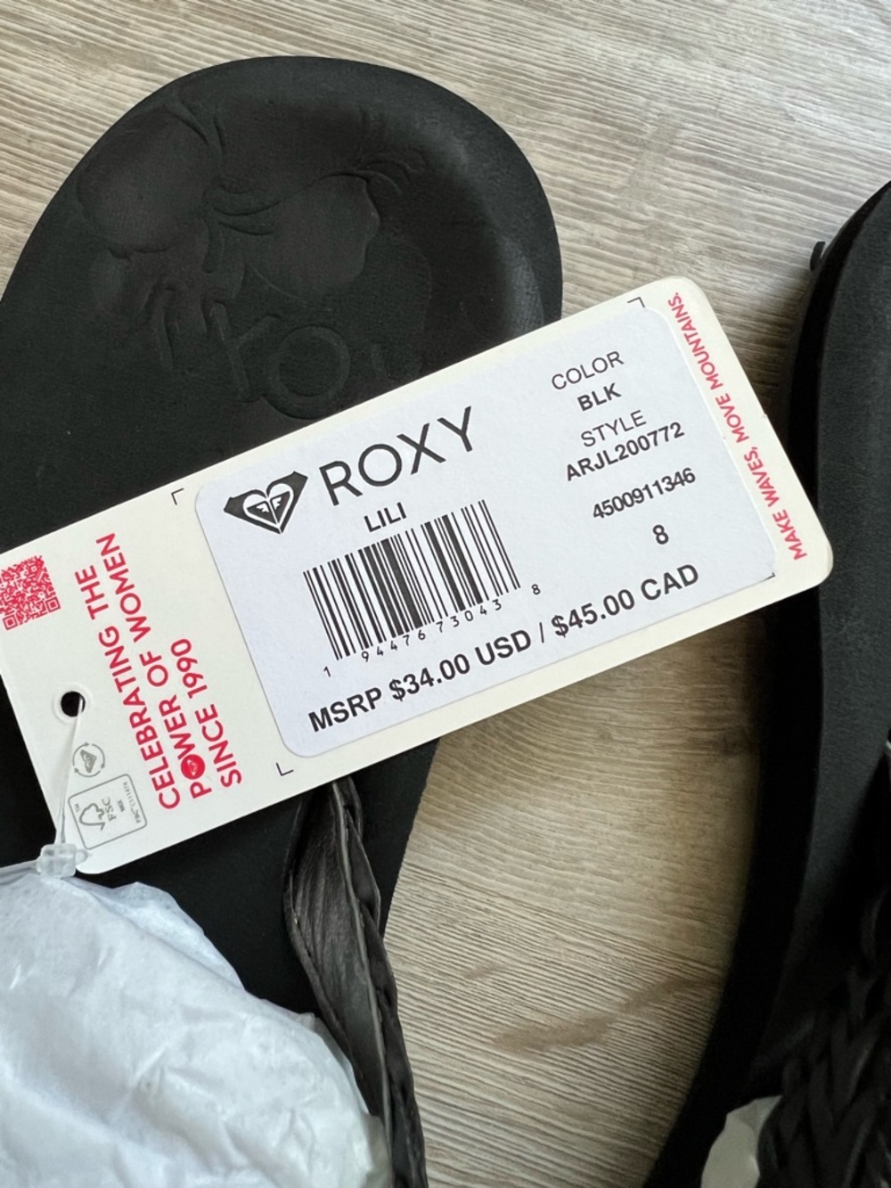 Roxy Black Braided Thong Flip Flops - Picture 4 of 5